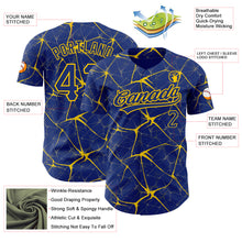 Charger l&#39;image dans la galerie, Custom Royal Yellow 3D Pattern Design Abstract Network Authentic Baseball Jersey
