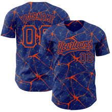 Charger l&#39;image dans la galerie, Custom Royal Orange 3D Pattern Design Abstract Network Authentic Baseball Jersey
