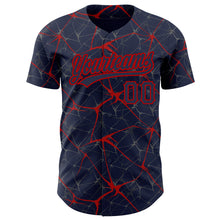 Charger l&#39;image dans la galerie, Custom Navy Red 3D Pattern Design Abstract Network Authentic Baseball Jersey
