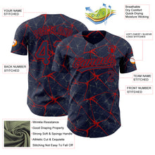 Charger l&#39;image dans la galerie, Custom Navy Red 3D Pattern Design Abstract Network Authentic Baseball Jersey
