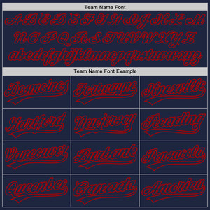 Custom Navy Red 3D Pattern Design Abstract Network Authentic Baseball Jersey