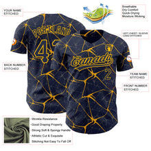 Charger l&#39;image dans la galerie, Custom Navy Gold 3D Pattern Design Abstract Network Authentic Baseball Jersey
