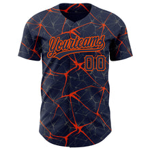 Charger l&#39;image dans la galerie, Custom Navy Orange 3D Pattern Design Abstract Network Authentic Baseball Jersey
