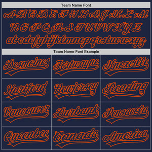 Custom Navy Orange 3D Pattern Design Abstract Network Authentic Baseball Jersey