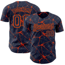 Charger l&#39;image dans la galerie, Custom Navy Orange 3D Pattern Design Abstract Network Authentic Baseball Jersey
