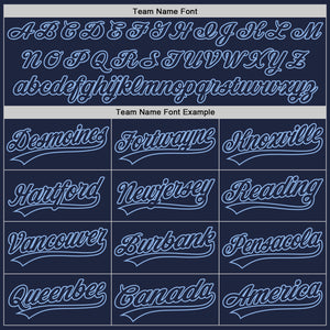 Custom Navy Light Blue 3D Pattern Design Abstract Network Authentic Baseball Jersey