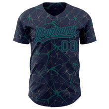 Charger l&#39;image dans la galerie, Custom Navy Teal 3D Pattern Design Abstract Network Authentic Baseball Jersey
