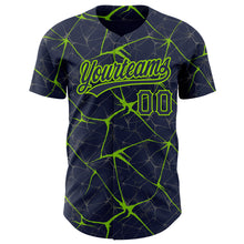 Charger l&#39;image dans la galerie, Custom Navy Neon Green 3D Pattern Design Abstract Network Authentic Baseball Jersey
