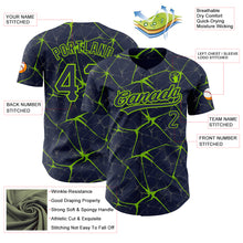 Charger l&#39;image dans la galerie, Custom Navy Neon Green 3D Pattern Design Abstract Network Authentic Baseball Jersey
