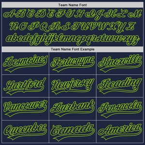 Custom Navy Neon Green 3D Pattern Design Abstract Network Authentic Baseball Jersey