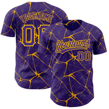 Charger l&#39;image dans la galerie, Custom Purple Gold 3D Pattern Design Abstract Network Authentic Baseball Jersey
