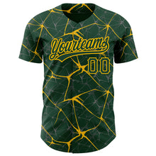 Charger l&#39;image dans la galerie, Custom Green Gold 3D Pattern Design Abstract Network Authentic Baseball Jersey
