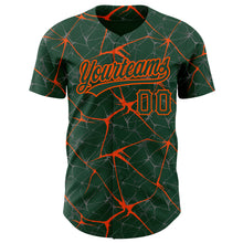 Charger l&#39;image dans la galerie, Custom Green Orange 3D Pattern Design Abstract Network Authentic Baseball Jersey
