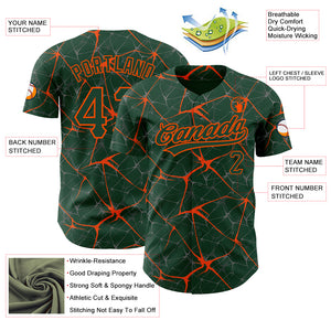 Custom Green Orange 3D Pattern Design Abstract Network Authentic Baseball Jersey