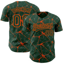 Charger l&#39;image dans la galerie, Custom Green Orange 3D Pattern Design Abstract Network Authentic Baseball Jersey
