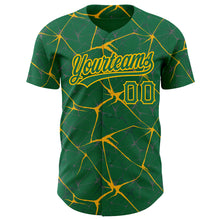 Charger l&#39;image dans la galerie, Custom Kelly Green Gold 3D Pattern Design Abstract Network Authentic Baseball Jersey
