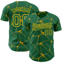 Charger l&#39;image dans la galerie, Custom Kelly Green Gold 3D Pattern Design Abstract Network Authentic Baseball Jersey
