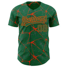 Charger l&#39;image dans la galerie, Custom Kelly Green Orange 3D Pattern Design Abstract Network Authentic Baseball Jersey
