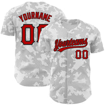 Laden Sie das Bild in den Galerie-Viewer, Custom White Red-Black 3D Pattern Design Curve Lines Authentic Baseball Jersey
