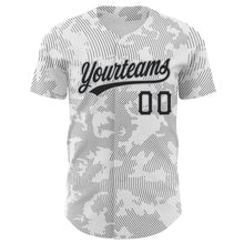 Load image into Gallery viewer, Custom White Black-Gray 3D Pattern Design Curve Lines Authentic Baseball Jersey
