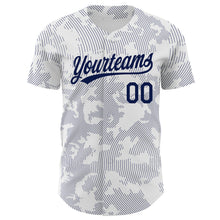 Load image into Gallery viewer, Custom White Navy 3D Pattern Design Curve Lines Authentic Baseball Jersey
