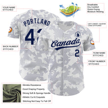 Load image into Gallery viewer, Custom White Navy 3D Pattern Design Curve Lines Authentic Baseball Jersey
