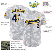 Laden Sie das Bild in den Galerie-Viewer, Custom White Navy-Gold 3D Pattern Design Curve Lines Authentic Baseball Jersey
