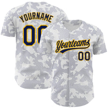 Laden Sie das Bild in den Galerie-Viewer, Custom White Navy-Gold 3D Pattern Design Curve Lines Authentic Baseball Jersey
