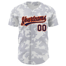 Laden Sie das Bild in den Galerie-Viewer, Custom White Navy-Orange 3D Pattern Design Curve Lines Authentic Baseball Jersey
