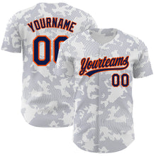 Laden Sie das Bild in den Galerie-Viewer, Custom White Navy-Orange 3D Pattern Design Curve Lines Authentic Baseball Jersey
