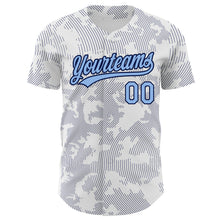 Load image into Gallery viewer, Custom White Light Blue-Navy 3D Pattern Design Curve Lines Authentic Baseball Jersey
