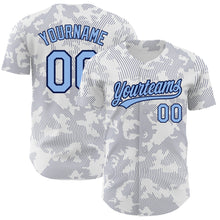 Charger l&#39;image dans la galerie, Custom White Light Blue-Navy 3D Pattern Design Curve Lines Authentic Baseball Jersey
