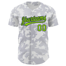 Laden Sie das Bild in den Galerie-Viewer, Custom White Neon Green-Navy 3D Pattern Design Curve Lines Authentic Baseball Jersey
