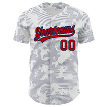 Laden Sie das Bild in den Galerie-Viewer, Custom White Red-Navy 3D Pattern Design Curve Lines Authentic Baseball Jersey
