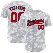 Laden Sie das Bild in den Galerie-Viewer, Custom White Red-Navy 3D Pattern Design Curve Lines Authentic Baseball Jersey
