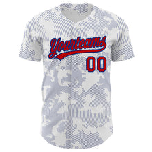 Laden Sie das Bild in den Galerie-Viewer, Custom White Red-Royal 3D Pattern Design Curve Lines Authentic Baseball Jersey
