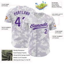 Laden Sie das Bild in den Galerie-Viewer, Custom White Purple-Gray 3D Pattern Design Curve Lines Authentic Baseball Jersey
