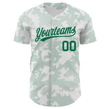 Load image into Gallery viewer, Custom White Kelly Green 3D Pattern Design Curve Lines Authentic Baseball Jersey
