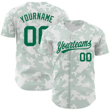 Load image into Gallery viewer, Custom White Kelly Green 3D Pattern Design Curve Lines Authentic Baseball Jersey
