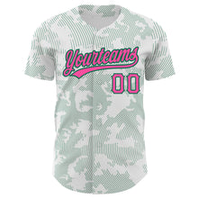 Laden Sie das Bild in den Galerie-Viewer, Custom White Pink-Kelly Green 3D Pattern Design Curve Lines Authentic Baseball Jersey
