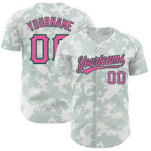 Laden Sie das Bild in den Galerie-Viewer, Custom White Pink-Kelly Green 3D Pattern Design Curve Lines Authentic Baseball Jersey
