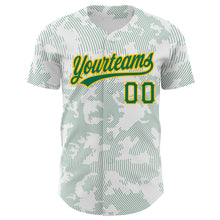 Laden Sie das Bild in den Galerie-Viewer, Custom White Kelly Green-Gold 3D Pattern Design Curve Lines Authentic Baseball Jersey
