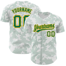 Laden Sie das Bild in den Galerie-Viewer, Custom White Kelly Green-Gold 3D Pattern Design Curve Lines Authentic Baseball Jersey
