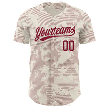 Laden Sie das Bild in den Galerie-Viewer, Custom Cream Crimson 3D Pattern Design Curve Lines Authentic Baseball Jersey
