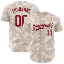 Load image into Gallery viewer, Custom Cream Crimson 3D Pattern Design Curve Lines Authentic Baseball Jersey
