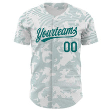 Laden Sie das Bild in den Galerie-Viewer, Custom White Teal 3D Pattern Design Curve Lines Authentic Baseball Jersey
