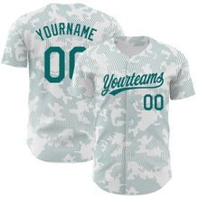 Laden Sie das Bild in den Galerie-Viewer, Custom White Teal 3D Pattern Design Curve Lines Authentic Baseball Jersey
