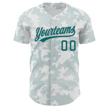 Laden Sie das Bild in den Galerie-Viewer, Custom White Teal-Gray 3D Pattern Design Curve Lines Authentic Baseball Jersey
