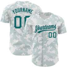 Laden Sie das Bild in den Galerie-Viewer, Custom White Teal-Gray 3D Pattern Design Curve Lines Authentic Baseball Jersey
