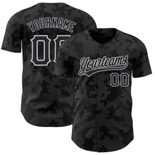 Load image into Gallery viewer, Custom Black Gray 3D Pattern Design Curve Lines Authentic Baseball Jersey
